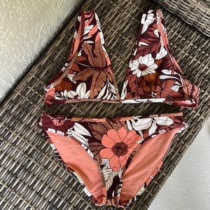 Aerie Brown Flowers Bikini.